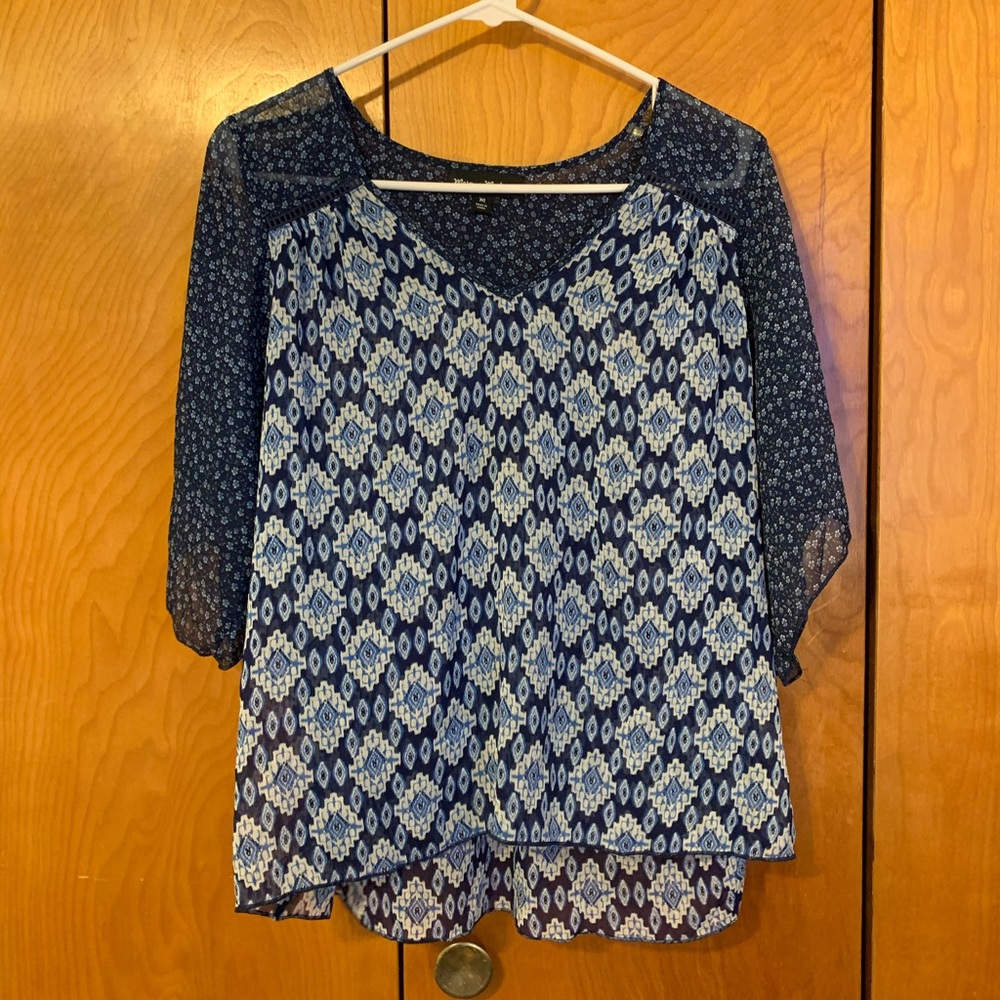 Blue pattered blouse